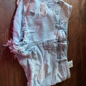 Light wash ripped shorts